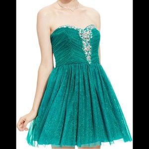 Strapless Sparkly Blue Homecoming Party Dress